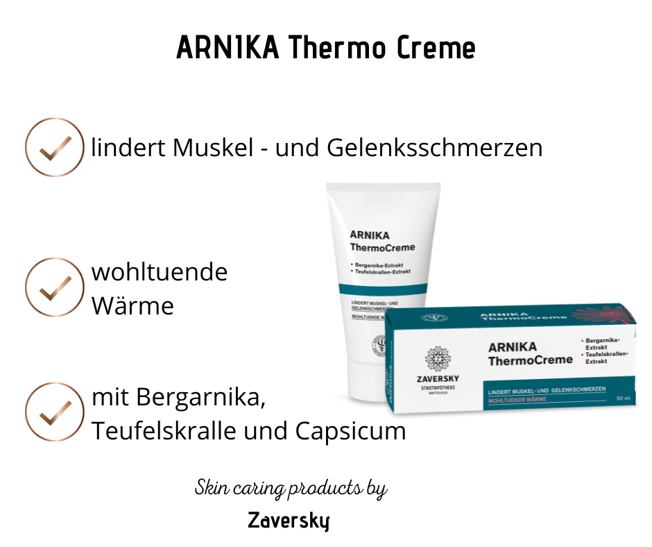 Arnika Thermo Creme - lindert Muskel- und Gelenksschmerzen - wohltuende Wärme bei Apotheke Zaversky