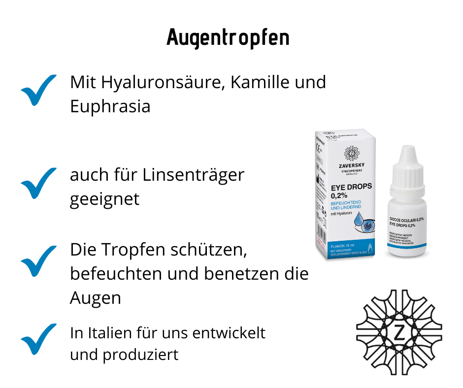 Augentropfen 0,2% befeuchtend und lindernd mit Hyaluron bei Apotheke Zaversky
