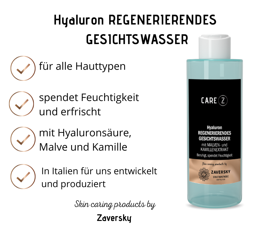 Hyaluron REGENERIERENDES GESICHTSWASSER mit Malven- und Kamillenextrakt CareZ bei Apotheke Zaversky