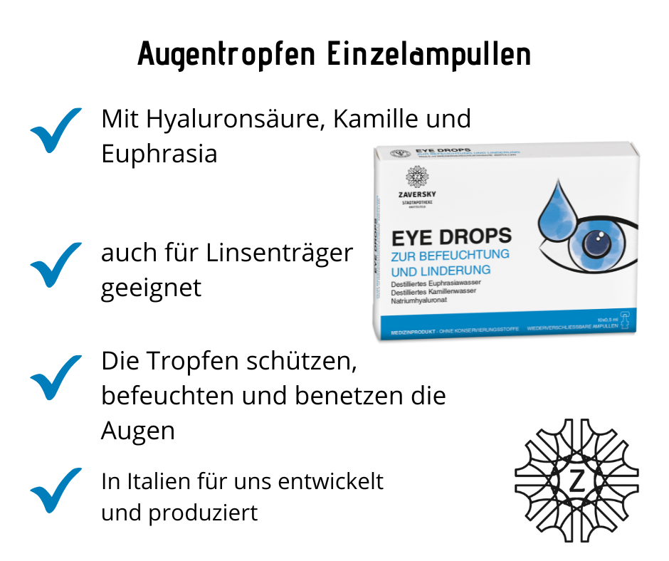 Augentropfen zur Befeuchtung und Linderung - Einzelampuellen bei Apotheke Zaversky