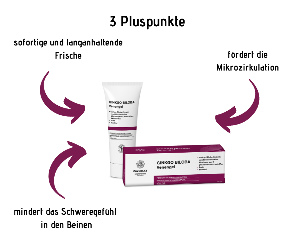 GINKGO BILOBA Venengel - fördert die Mikrozirkulation, mindert das Schweregefühl, kühlend bei Apotheke Zaversky