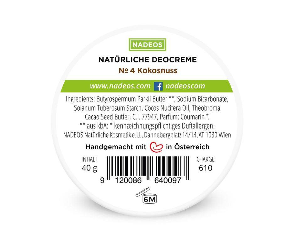 Natürliche Deocreme - NADEOS - Kokosnuss Nummer 4 bei Apotheke Zaversky