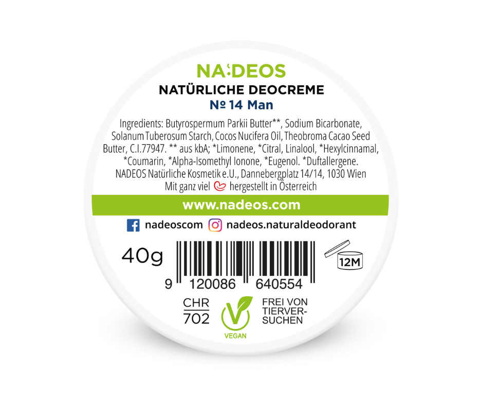 Natürliche Deocreme - NADEOS - Man Nummer 14 bei Apotheke Zaversky
