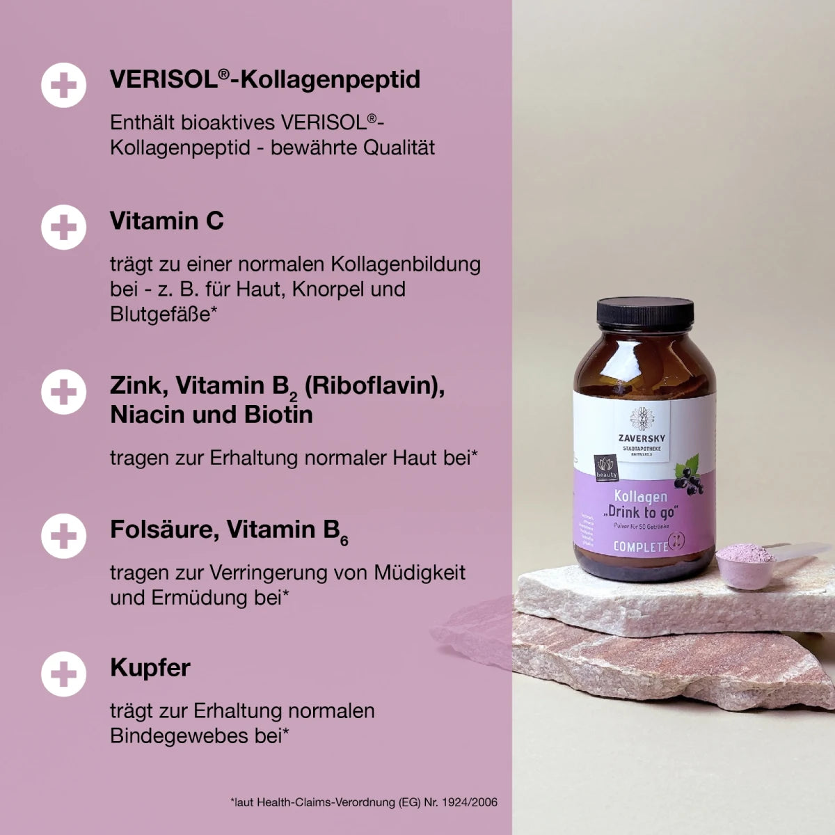 Kollagen "Drink to Go" mit Johannisbeerfruchtpulver bei Apotheke Zaversky