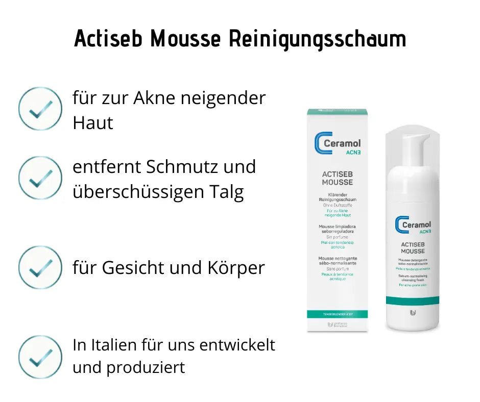 Actiseb Mousse - Ceramol ACN3 - Klärender Reinigungsschaum für Akne - Kosmetika - Apotheke Zaversky