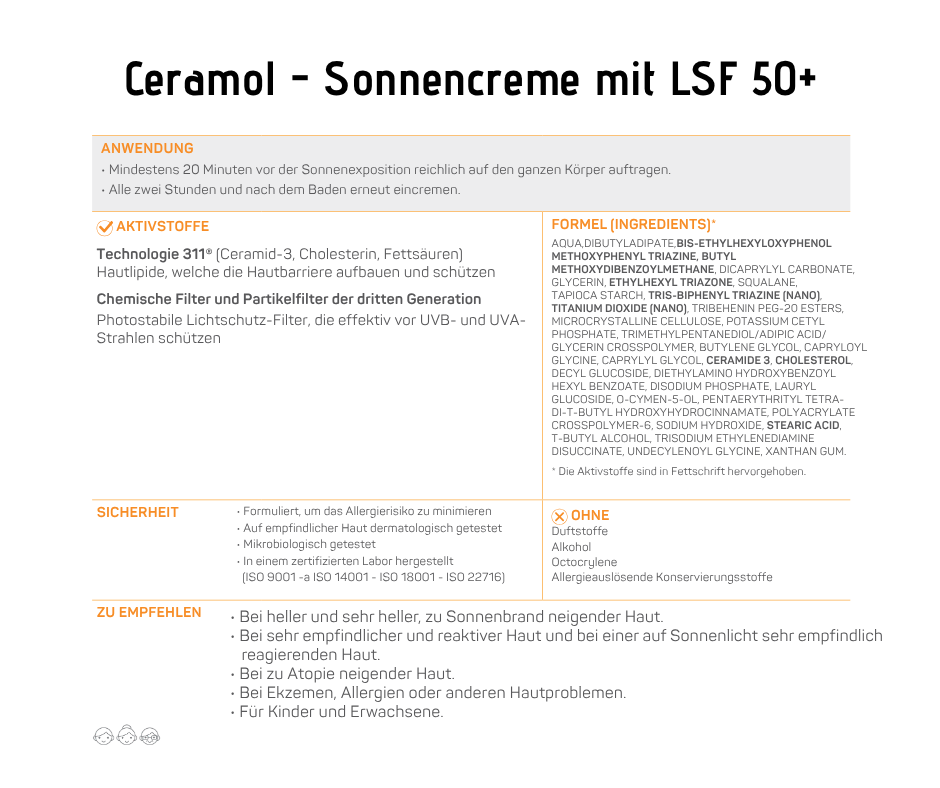 Ceramol Sonnencreme LSF 50+ - Schutz für sensible Haut bei Apotheke Zaversky
