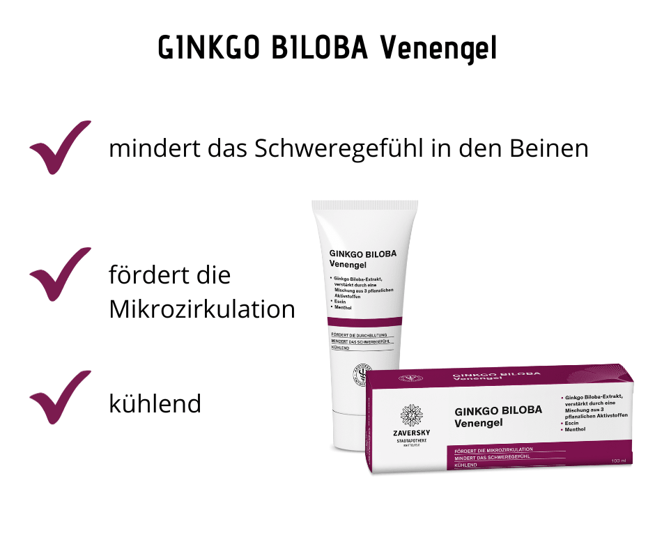 GINKGO BILOBA Venengel - fördert die Mikrozirkulation, mindert das Schweregefühl, kühlend - Hausapotheke - Apotheke Zaversky