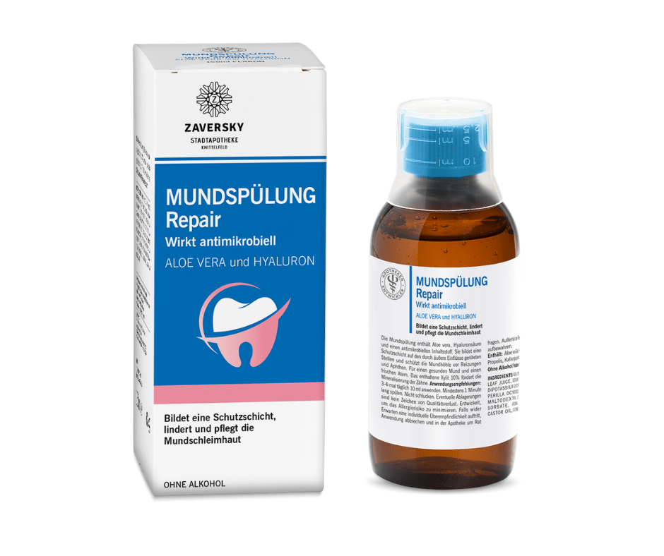 Mundspülung Repair - Aloe Vera und Hyaluron - bildet eine Schutzschicht - Hausapotheke - Apotheke Zaversky