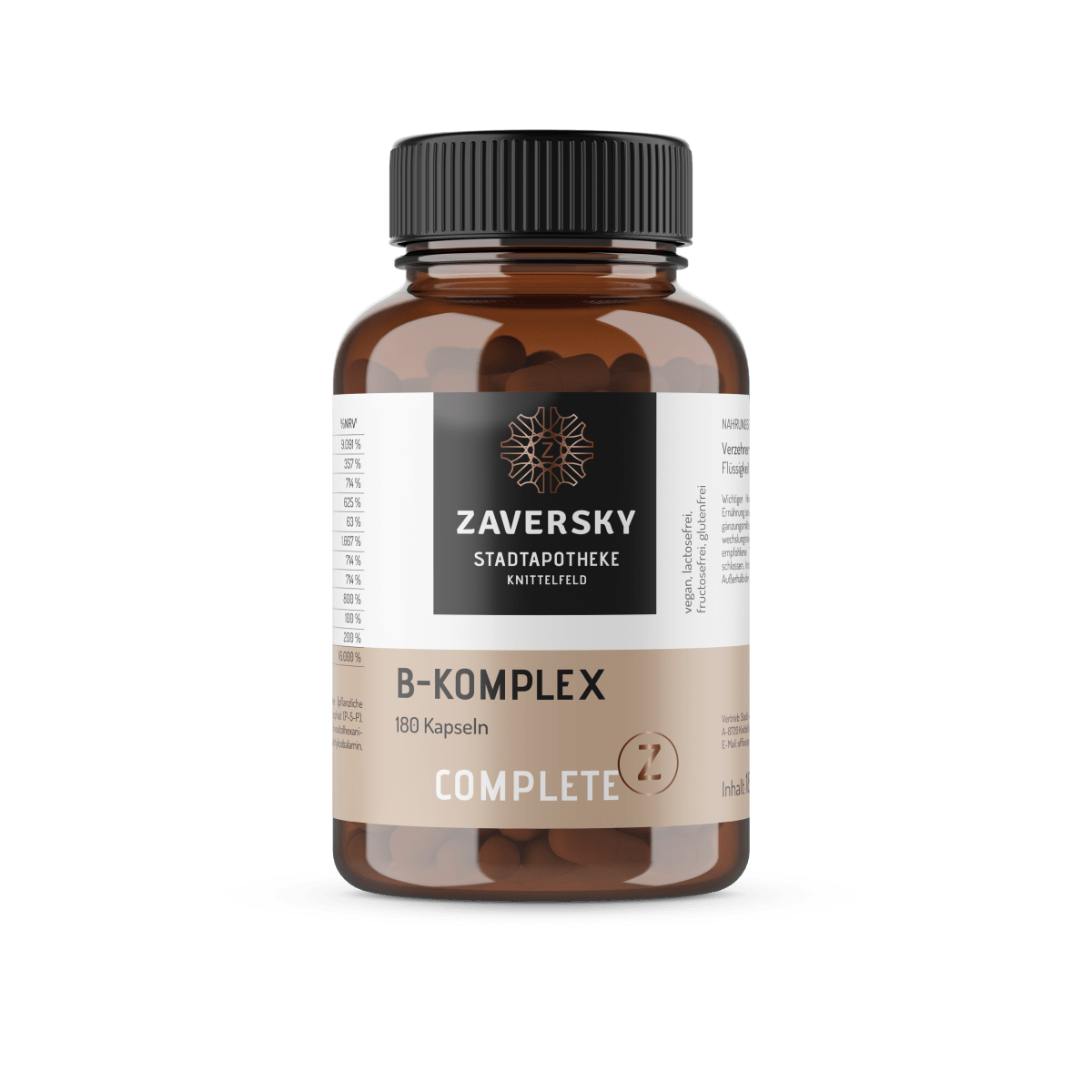 Vitamin B - Komplex - zur Unterstützung des Nervensystems - 180 Stück für 6 Monate - Nahrungsergänzung - Apotheke Zaversky