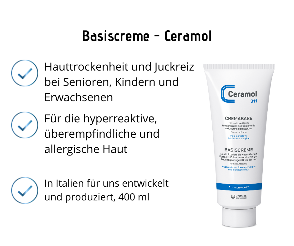 Basiscreme - Ceramol - zieht sehr schnell ein, leichte Textur bei Apotheke Zaversky