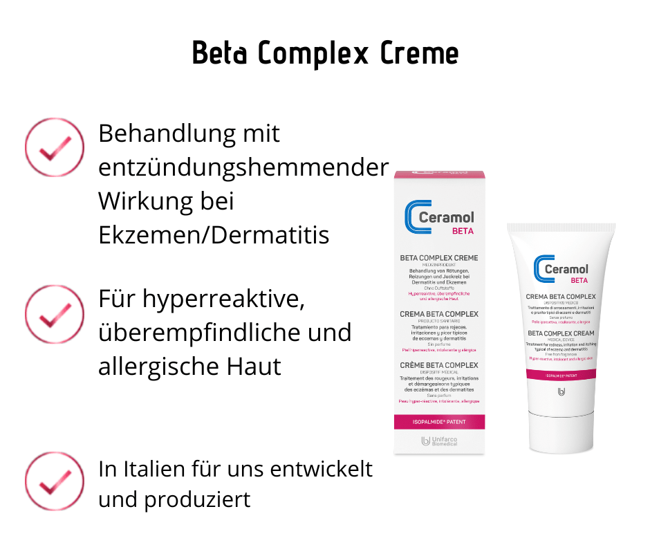 Beta Complex Creme - Ceramol - Behandlung mit entzündungshemmender Wirkung bei Ekzemen/Dermatitis und verschiedenartigen Reizungen und Entzündungen - Kosmetika - Apotheke Zaversky