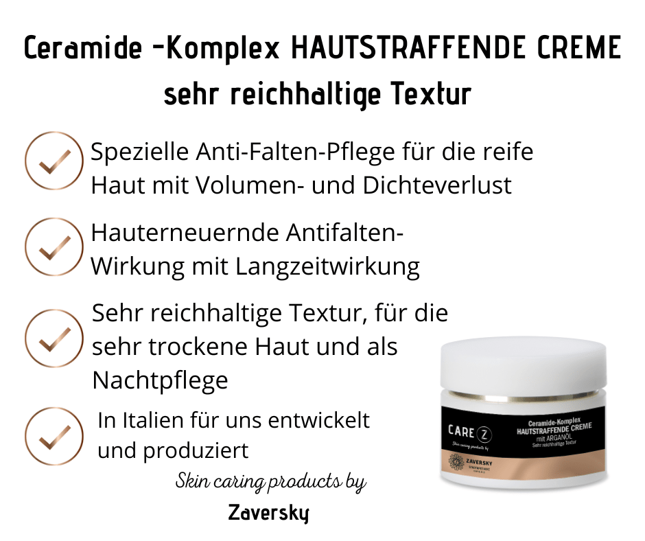 Ceramide - Komplex HAUTSTRAFFENDE CREME sehr reichhaltige Textur CareZ - Kosmetika - Apotheke Zaversky