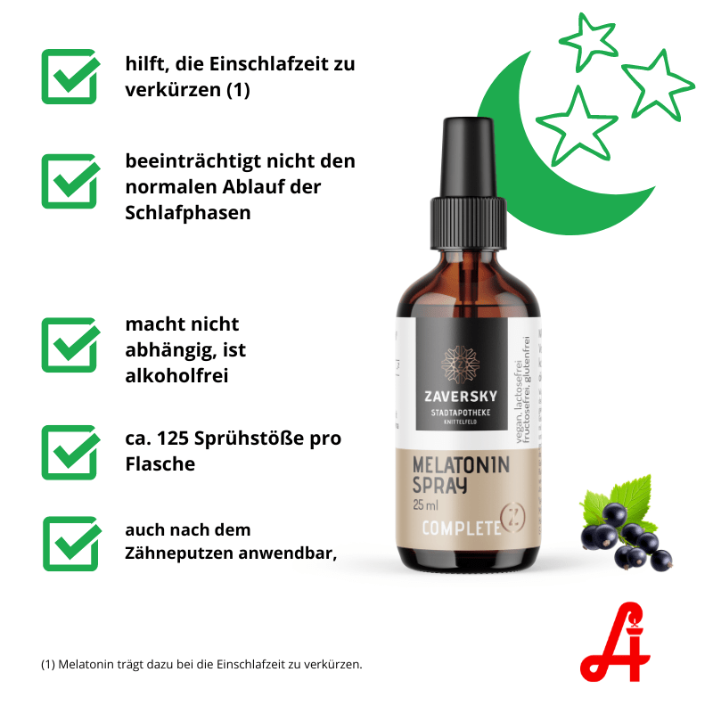 Melatonin Spray - der Einschlaf Spray - Nahrungsergänzung - Apotheke Zaversky