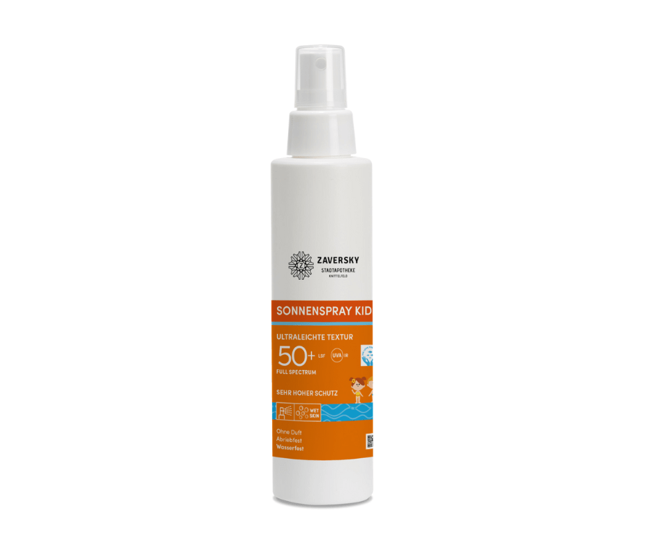 Sonnenspray Kids - leichte Textur, sehr hoher Schutz, ohne Duft, abriebfest, wasserfest - Kosmetika - Apotheke Zaversky