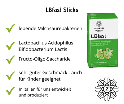 LBfast Sticks - mit lebenden Milchsäurebakterien bei Apotheke Zaversky