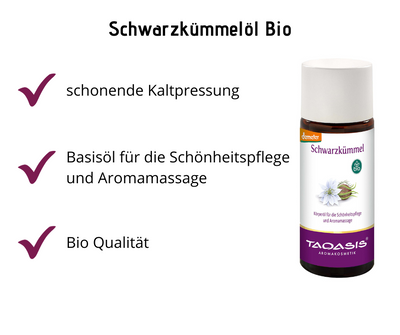 Schwarzkümmelöl Bio - Basisöl für Schönheitspflege und Aromamassage bei Apotheke Zaversky