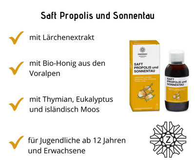 Saft Propolis und Sonnentau mit Lärche und Honig bei Apotheke Zaversky