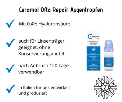 Ophta Repair Augentropfen 0,4% Natriumhyaluronat von Ceramol bei Apotheke Zaversky