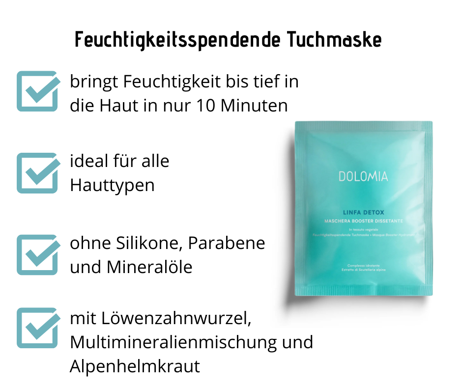 Feuchtigkeitsspendende Tuchmaske von Dolomia Detox bei Apotheke Zaversky