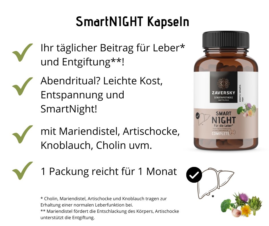 SmartNIGHT Kapseln - für die Leber und Entgiftung bei Apotheke Zaversky