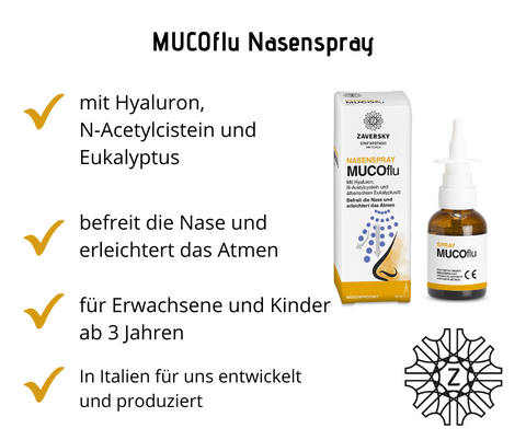 MUCOflu Nasenspray - befeuchtend, überschüssiges Nasensekret wird flüssiger und befreit schnell die Nase