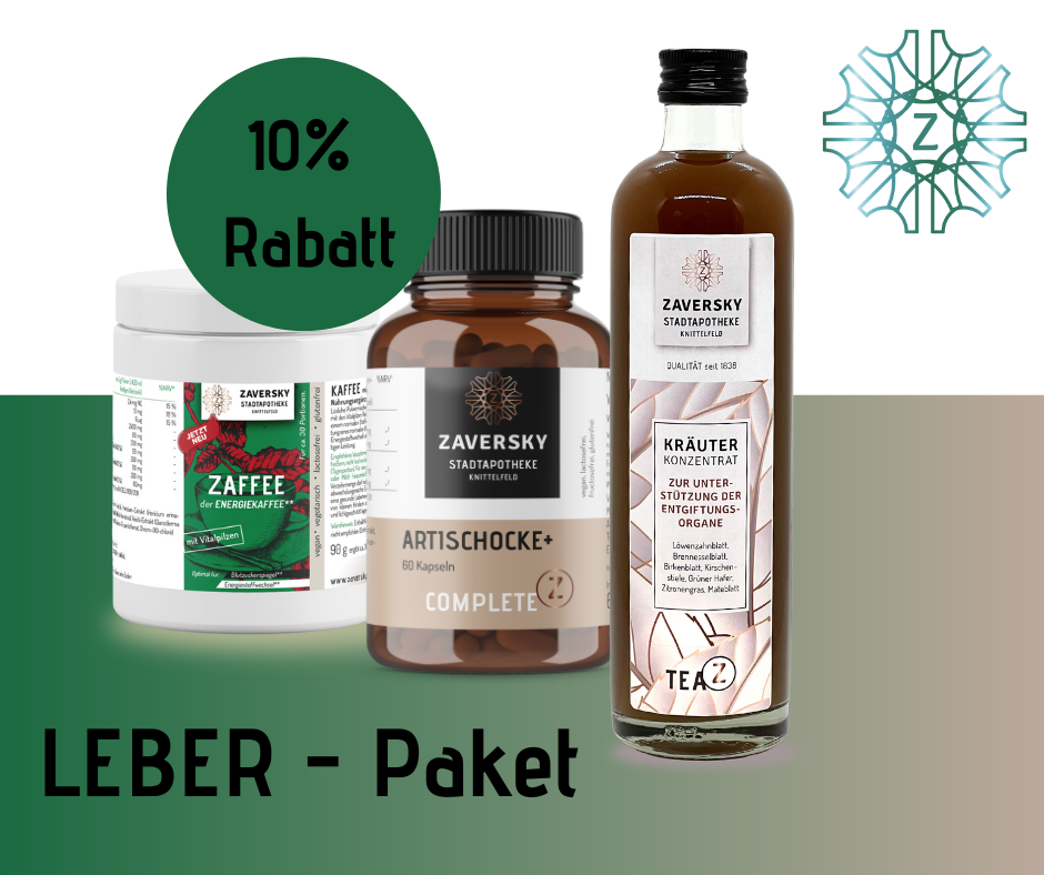 Leber Paket - Artischocke+, Zaffee, Kräuterkonzentrat bei Apotheke Zaversky