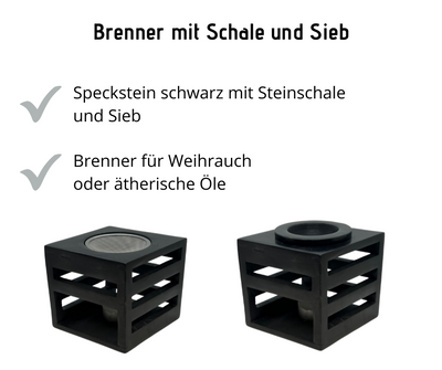 Brenner für ätherische Öle oder Weihrauch Speckstein schwarz bei Apotheke Zaversky