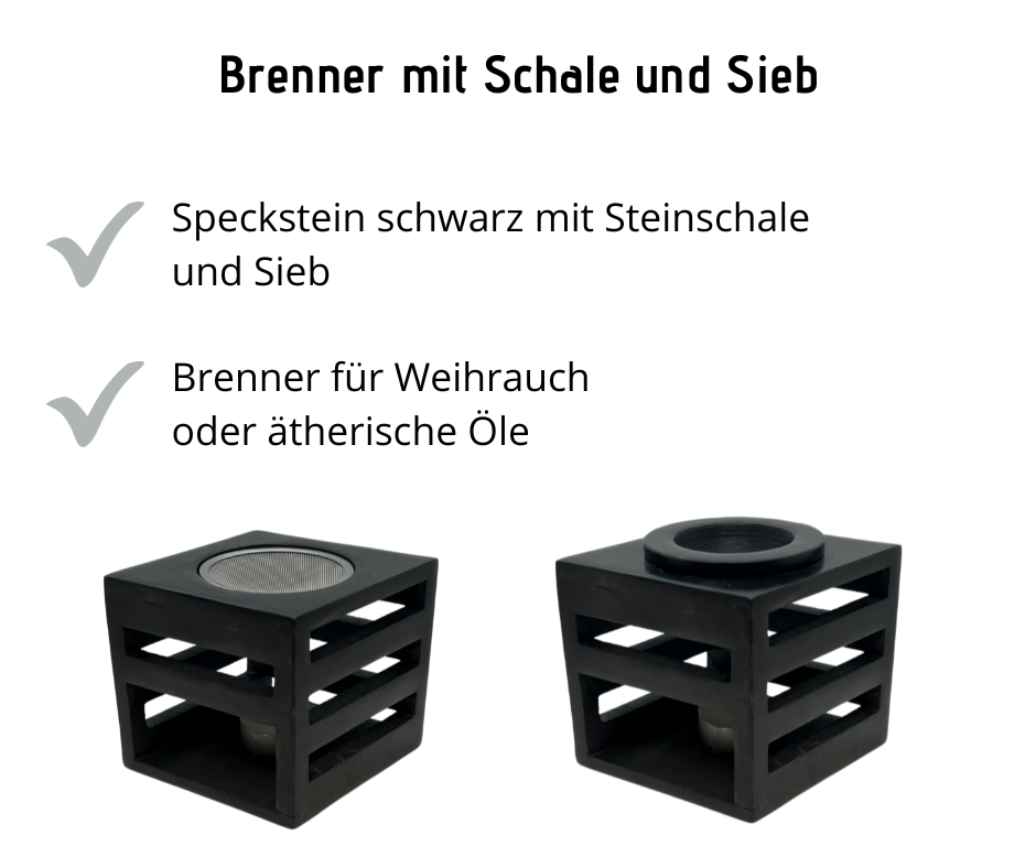 Brenner für ätherische Öle oder Weihrauch Speckstein schwarz bei Apotheke Zaversky