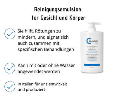 Reinigungsemulsion - Ceramol - für Gesicht und Körper nicht schaumbildend und sehr schonend bei Apotheke Zaversky
