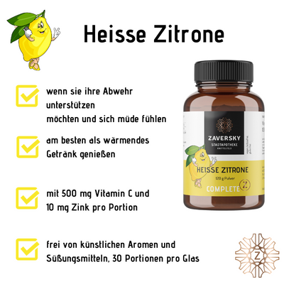 Heiße Zitrone - wenn sie ihr Abwehrsystem unterstützen wollen und sich müde fühlen bei Apotheke Zaversky