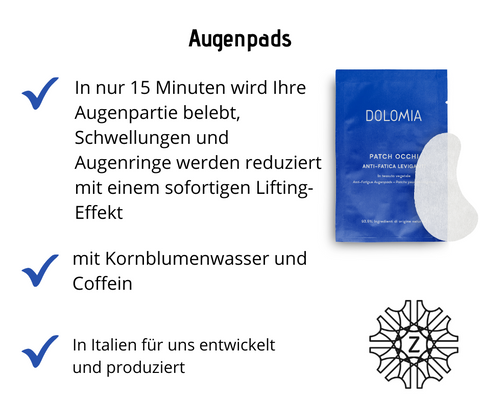 Augenpads mit Kornblumenwasser - glätten Fältchen, reduzieren Augenringe von Dolomia