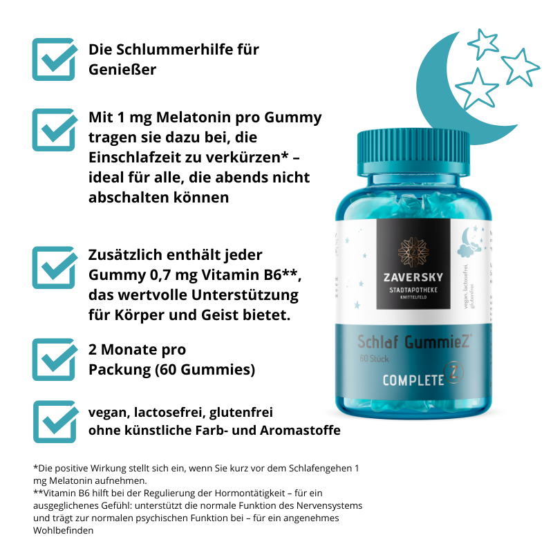 Schlaf GummieZ - die bequeme Lösung fürs Einschlafen bei Apotheke Zaversky