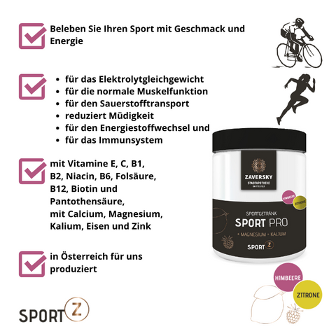 Sport Pro - Himbeer/Zitrone Sportgetränk - Rundumversorgung für ihre Leistung beim Sport