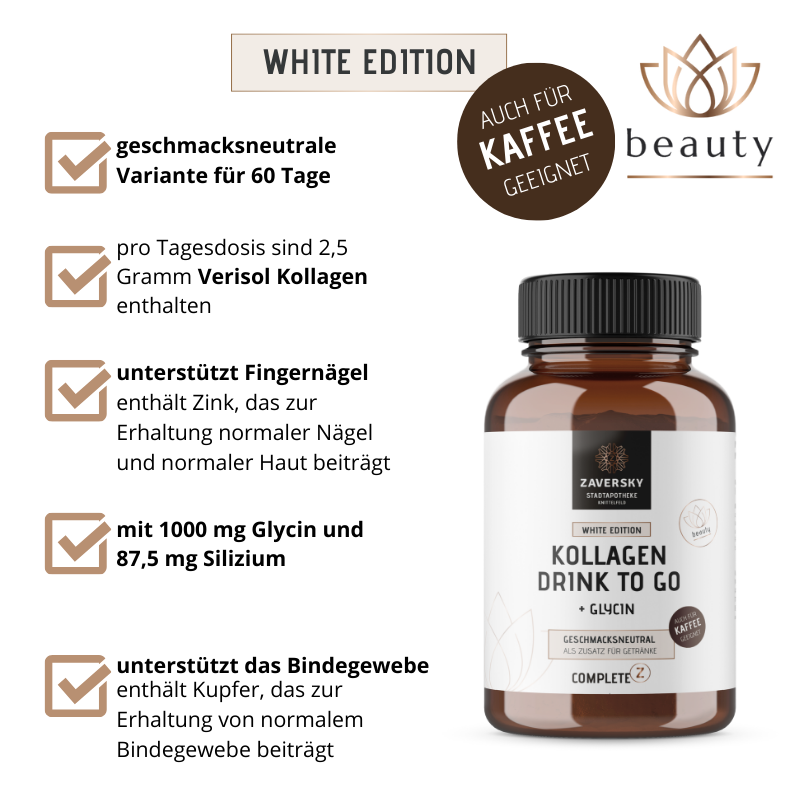 Kollagen WHITE EDITION mit Glycin und Silizium - NUR SOLANGE DER VORRAT REICHT- jetzt mit super Löslichkeit!
