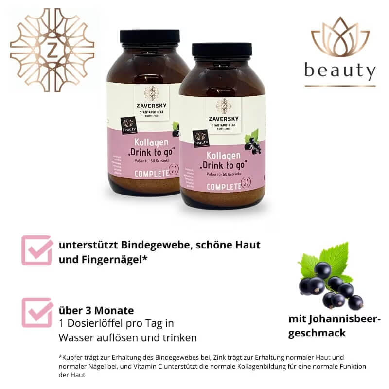 Kollagen mit Johannisbeerfruchtpulver - täglich genießen bei Apotheke Zaversky
