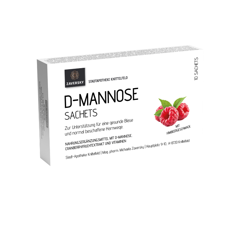 D-Mannose Sachets mit Himbeergeschmack bei Apotheke Zaversky