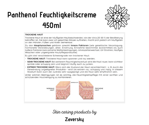 Panthenol Feuchtigkeitscreme - schützt und beruhigt, für sehr trockene Haut CareZ