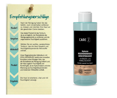 Hyaluron REGENERIERENDES GESICHTSWASSER mit Malven- und Kamillenextrakt CareZ bei Apotheke Zaversky