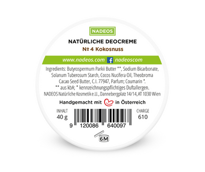 Natürliche Deocreme - NADEOS - Kokosnuss Nummer 4 bei Apotheke Zaversky