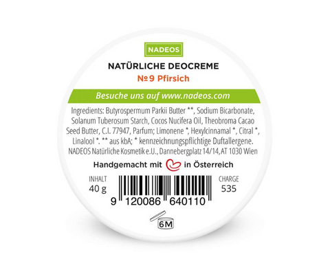Natürliche Deocreme - NADEOS - Pfirsich Nummer 9
