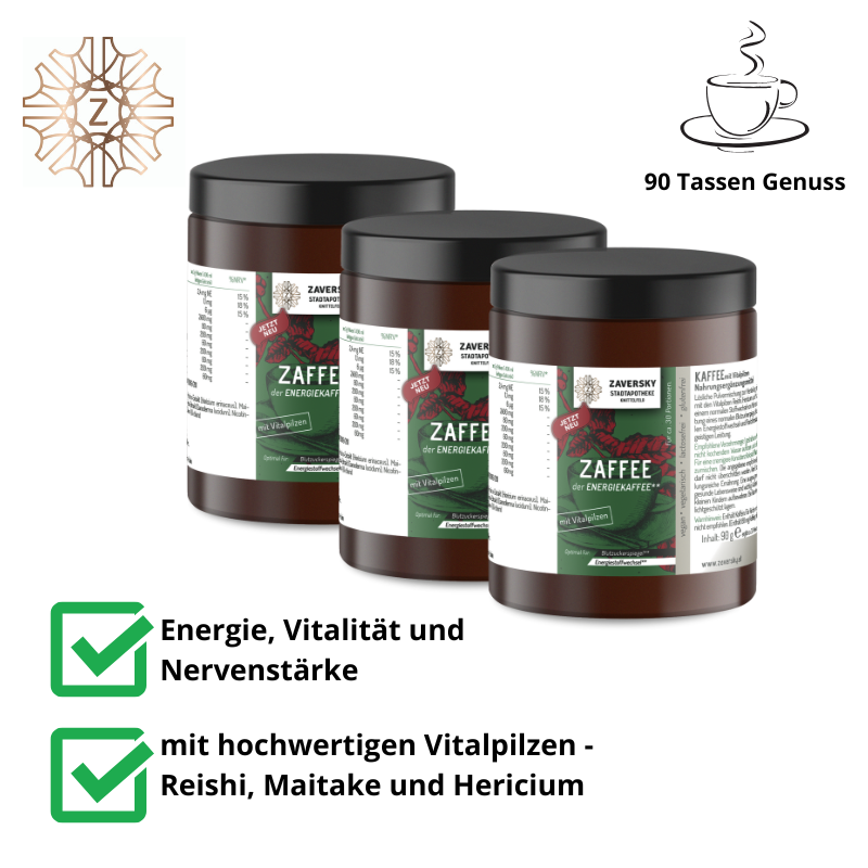 Zaffee - Energiekaffee mit Vitalpilzen für Energie, Vitalität und Nervenstärke bei Apotheke Zaversky