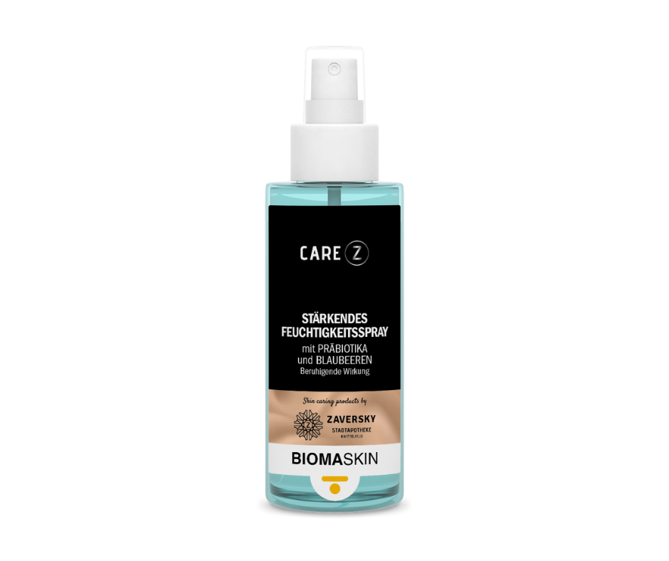 Stärkendes Feuchtigkeitsspray mit Präbiotika und Blaubeeren - beruhigende Wirkung von CareZ bei Apotheke Zaversky