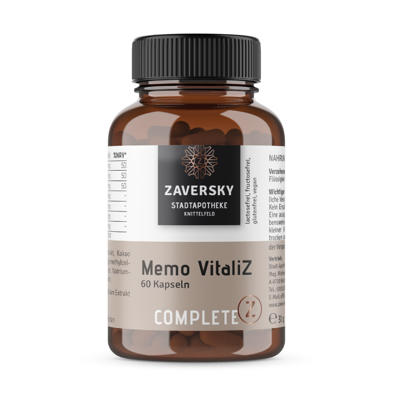 Memo VitaliZ - ihr Begleiter für die geistige Leistungsfähigkeit und Energie bei Apotheke Zaversky