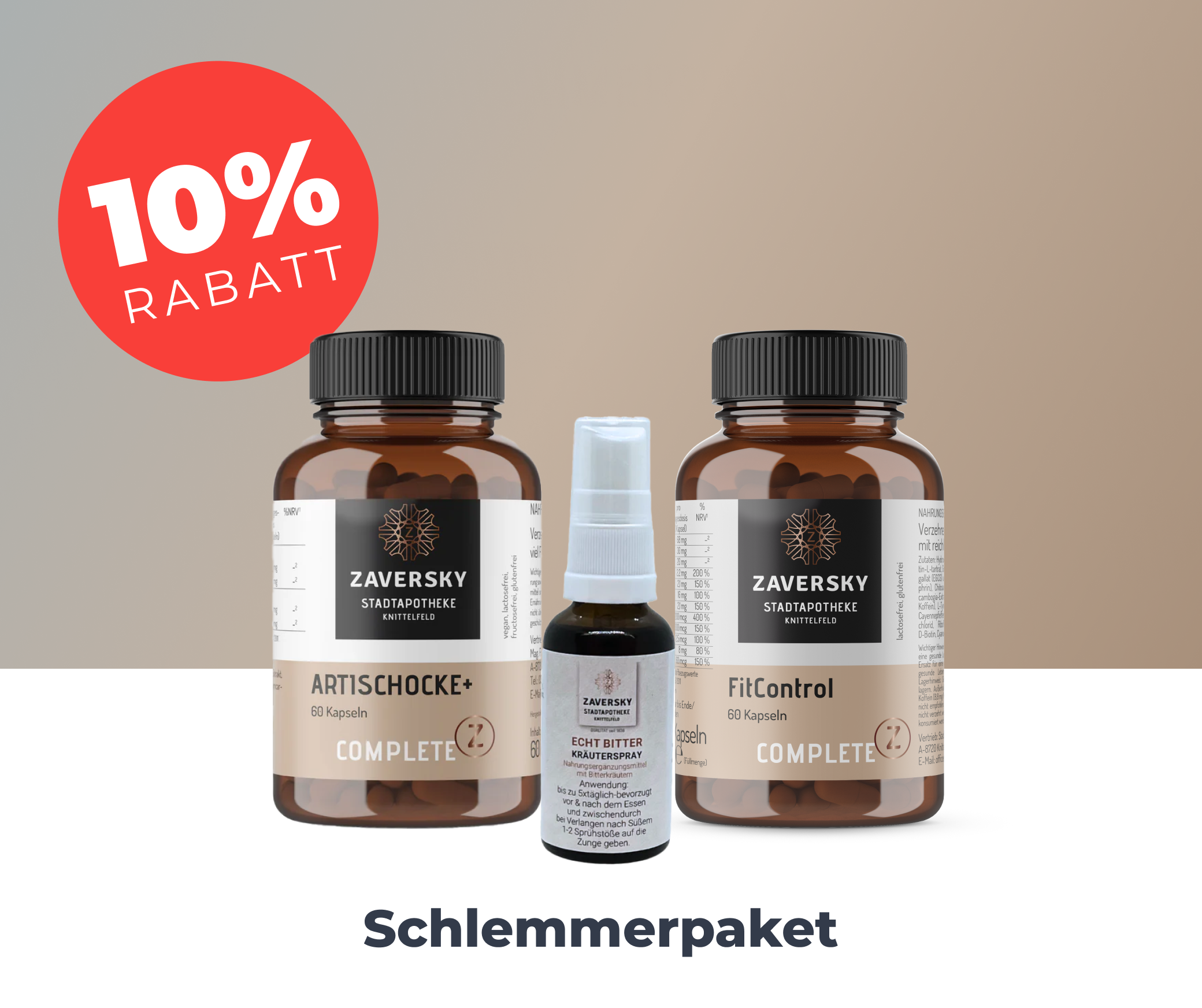 Schlemmerpaket - FitControl, Artischocke, Echt Bitterkräuterspray bei Apotheke Zaversky