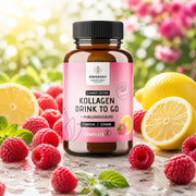 Kollagen Drink to Go "Sommer Edition" Himbeere-Zitrone mit Hyaluronsäure (50 Portionen)