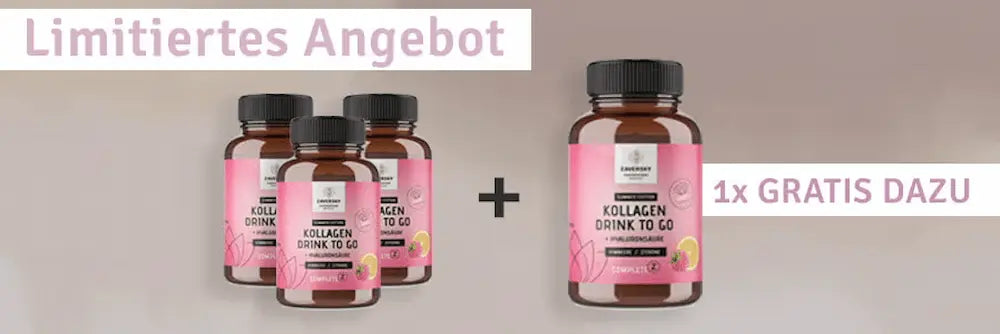Kollagen Drink to Go "Sommer Edition" Himbeere-Zitrone mit Hyaluronsäure (50 Portionen)