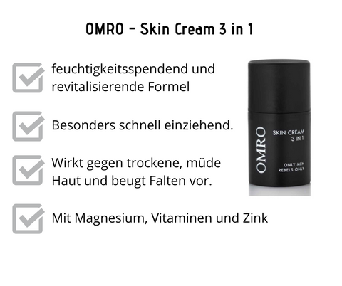 Skin Cream 3 in 1 - OMRO - feuchtigkeitsspendend, schnell einziehend, erfrischend