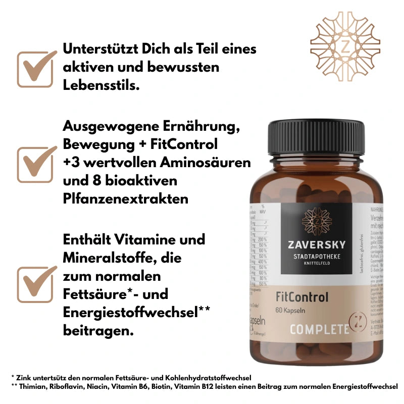FitControl CompleteZ - Mit Vitamin B12 für Energie & Stoffwechsel bei Apotheke Zaversky