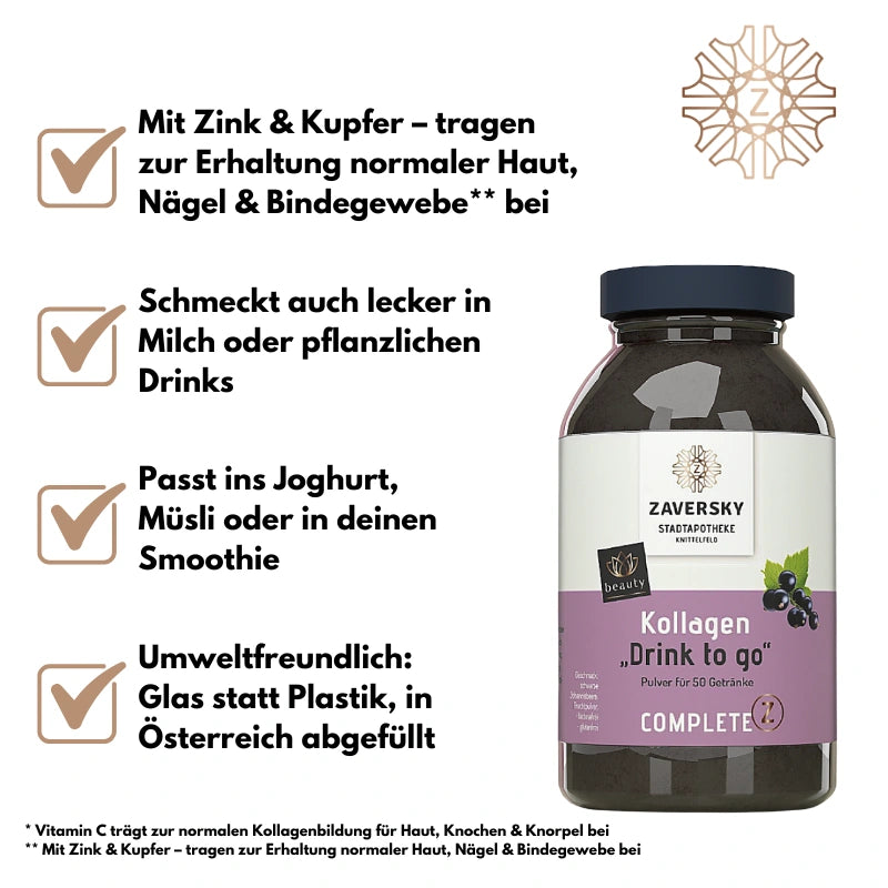 Kollagen mit Johannisbeerfruchtpulver - täglich einfach genießen bei Apotheke Zaversky