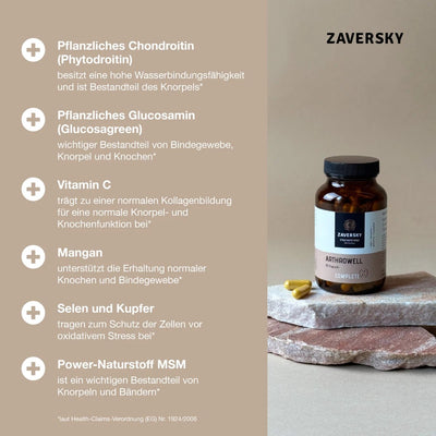 Arthrowell – Vegane Gelenk - Kapseln mit Glucosamin, Chondroitin & Vitamin C, 90 Stück - Nahrungsergänzung - Apotheke Zaversky